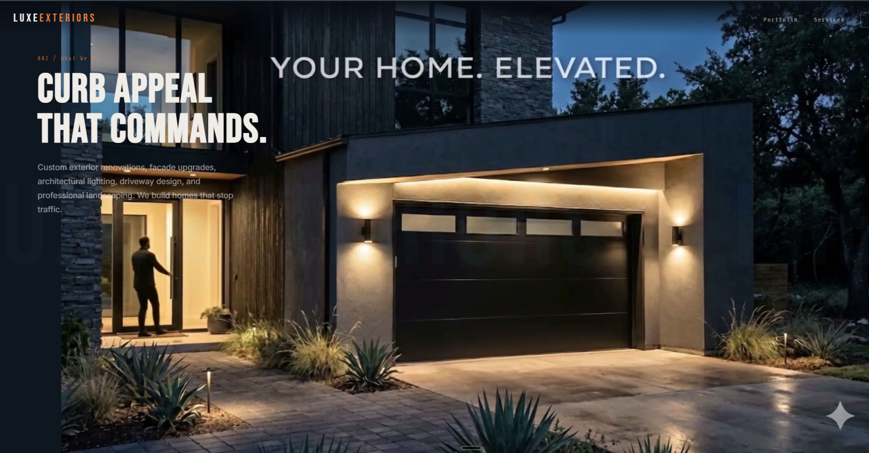 Luxe Exteriors example homepage